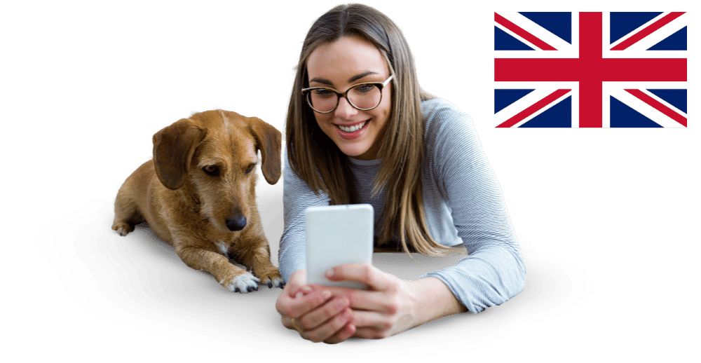 Woman and a dog using TeleVet Service